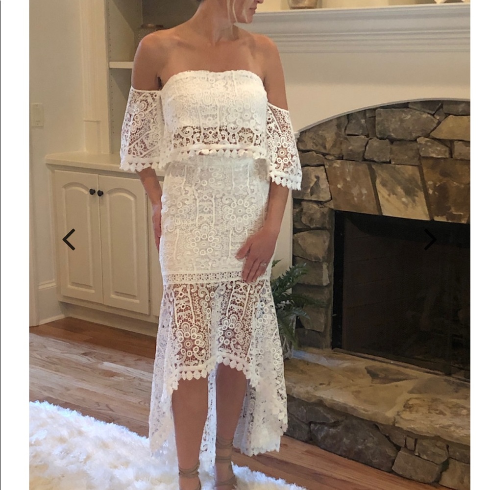 White 2 piece lace dress
